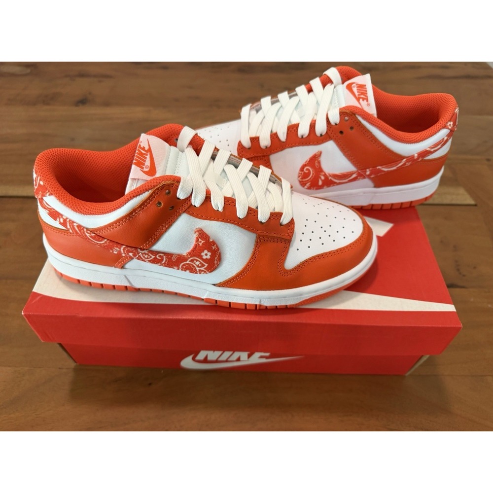 W Nike Dunk Low Essential Paisley Orange Shoe DH4401 103 Women's 8 /Men's 6.5